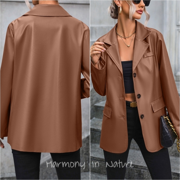 Valentina Button Up Blazer - Chestnut - Picture 2 of 5